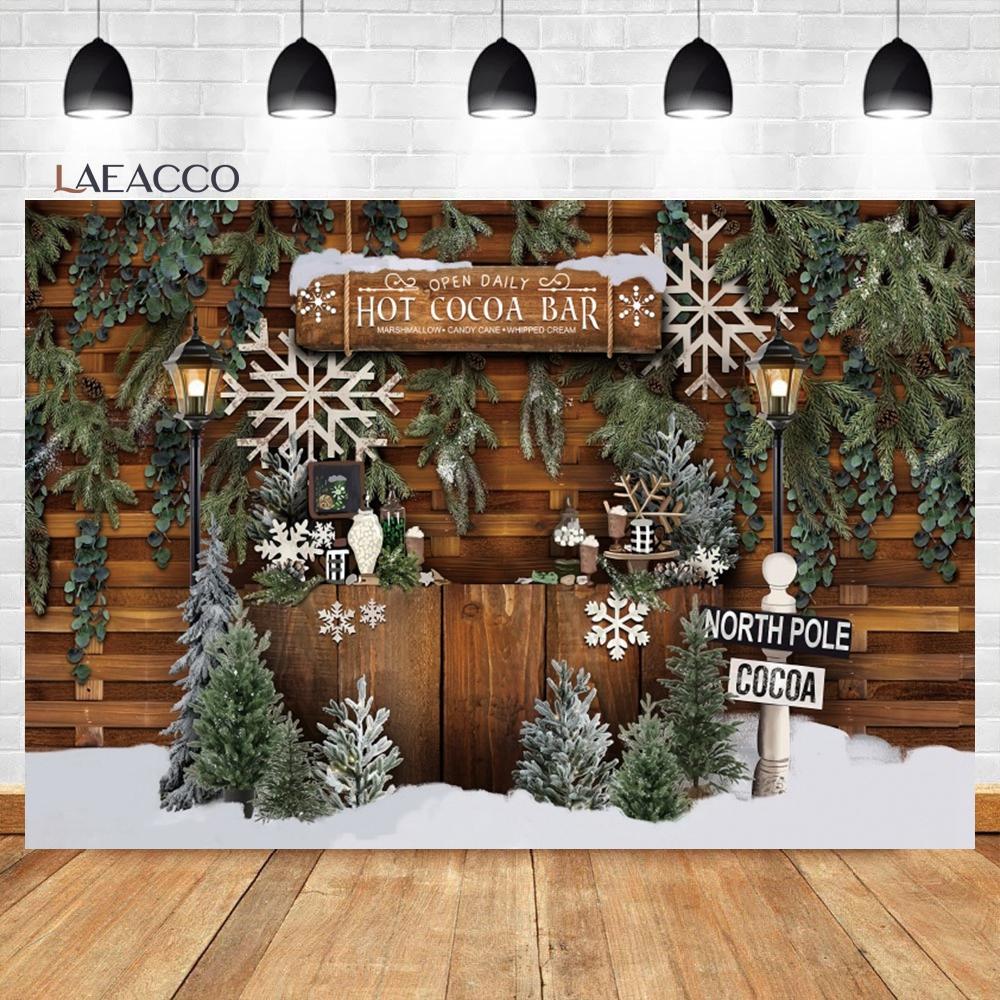 Laeacco Christmas Camper Pography Backdrop Winter Snowy Pine Trees Mini Bus Baby Birthday Family Holiday Portrait Background