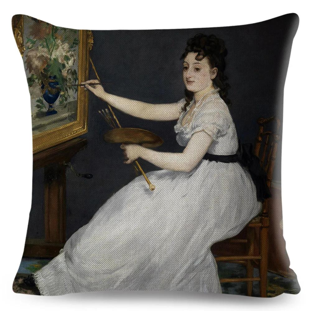 Vintage Style Woman Cushion Cover Decor Europe Lady Girl Print Pillowcase 45*45Cm Polyester Pillow Case For Sofa Home Car
