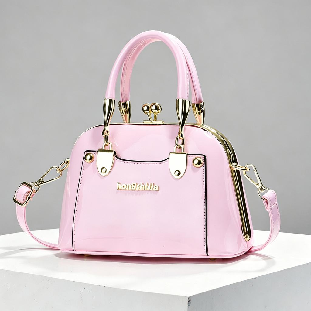 Shiny Patent Leather Shell Bag for Women 2026 New Style Clip on Handbag Light Luxury Trendy Single Shoulder Crossbody Bag