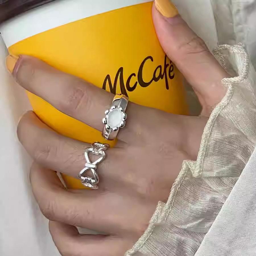 Womens Copper Contemporary Ring Featuring Adjustable Hollow Bow And Cat Eye Stone