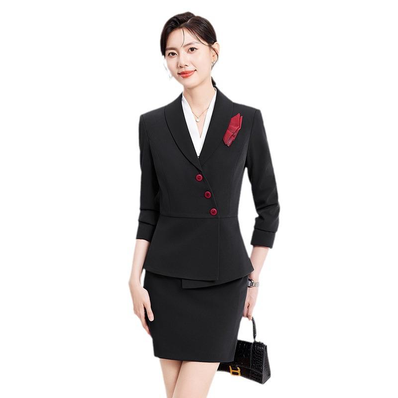 Women's High-End Suit Set for Beautician or Hotel Reception – Elegant Autumn/Spring Workwear