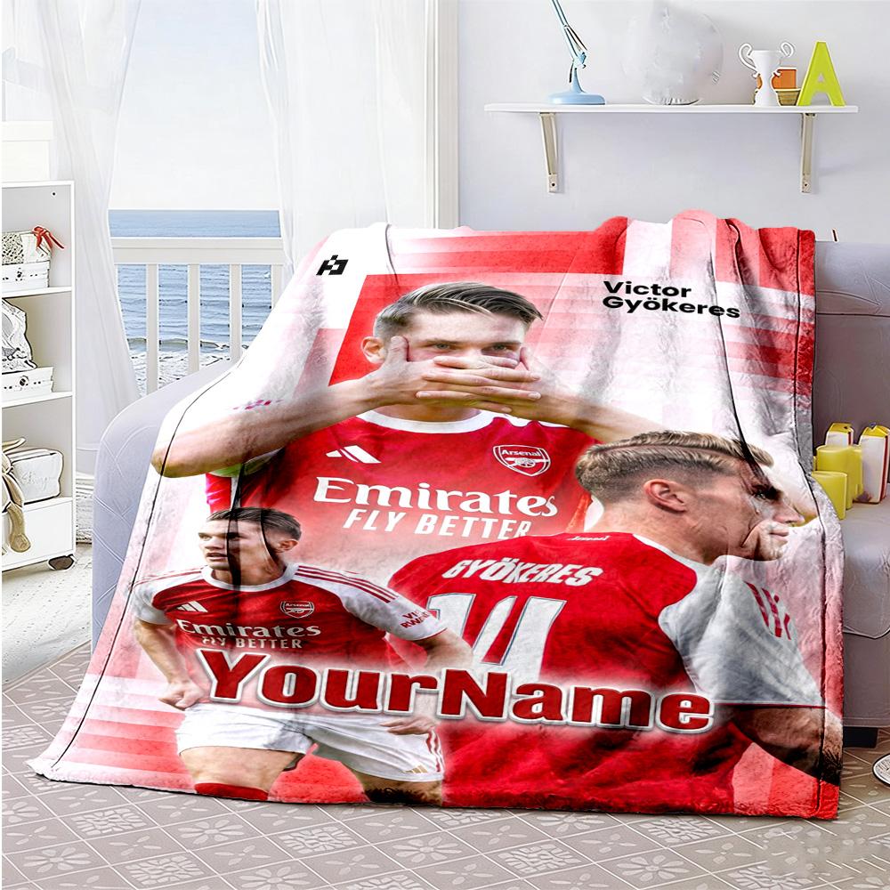 Arsenal Personalized Text Blanket Gift Personalized Blanket Comfortable Perfect for Office Chair Sofa Livingroom Bedding Four Seasons Multipurpose