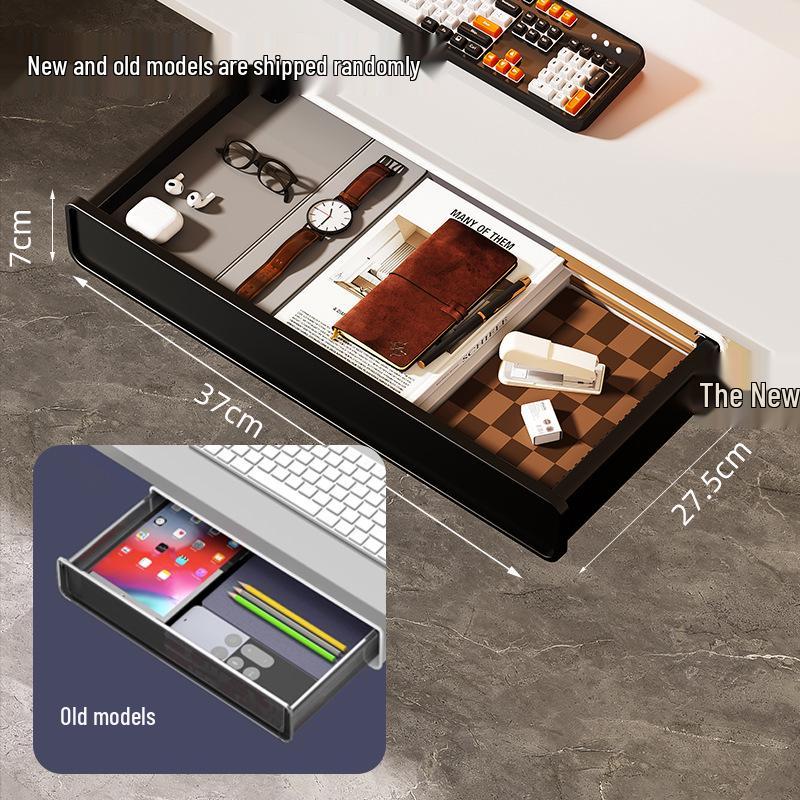 "Under-Desk Sticky Drawer: Concealed Storage for Phones, Stationery, and More"