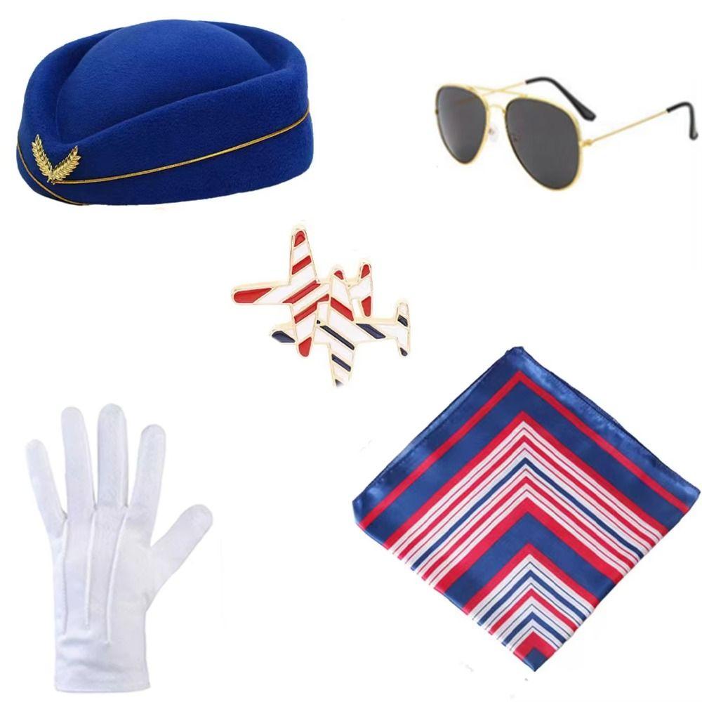 Dress Up Flight Attendant Clothing Gloves Scarf Flight Attendant Hat Masquerade