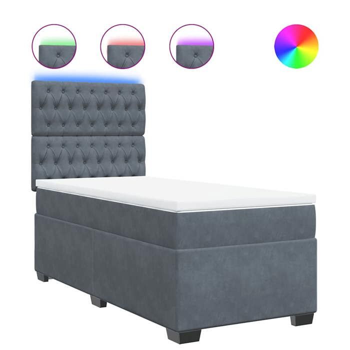 Maison Exclusive - Sommier à lattes de lit et matelas Gris foncé 90x200 cm Velours