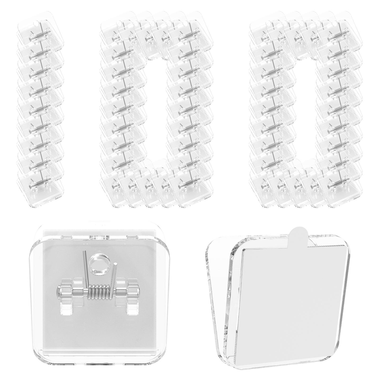 

100Pcs Self Adhesive Paper Clip Transparent Square Binder Paper Clip Wall Hanging Postcard Photos School Office Stationery