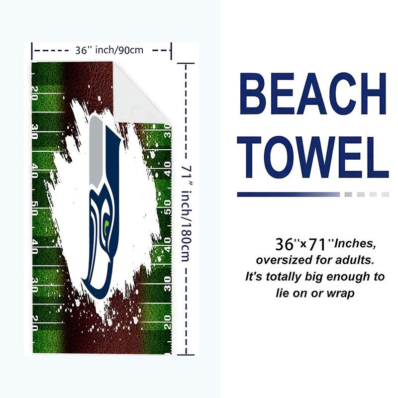 Seattle Seahawks Logo Print Beach Towel, Large Soft Quick Dry Towel for Beach Camping Swimming