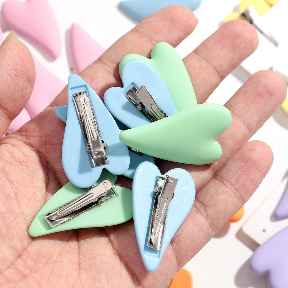 8pcs Heart Acrylic Barrettes Acetate Hair Clips Headdress for Women Cute Macaron Color Hairpins Girls Fashion Accessories Gift
