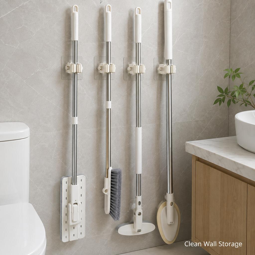 Xiaomi 5PCS Self Adhesive Mop Broom Holder Wall Mounted No Drill Cleaning Tool Organizer Bathroom Kitchen Storage Rack Grip Clip Home450000
