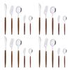 20Pcs Stainless Steel Dinnerware Set for 4 Knife Fork Spoon Set with Wooden Handle Western Flatware Silverware Cutlery Set