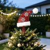 Santa Hat Tree Accent, Duals-View Metal Christmas Decoration with Red Shine and Two White Winter Motifs for Holiday Displays and Party Tree