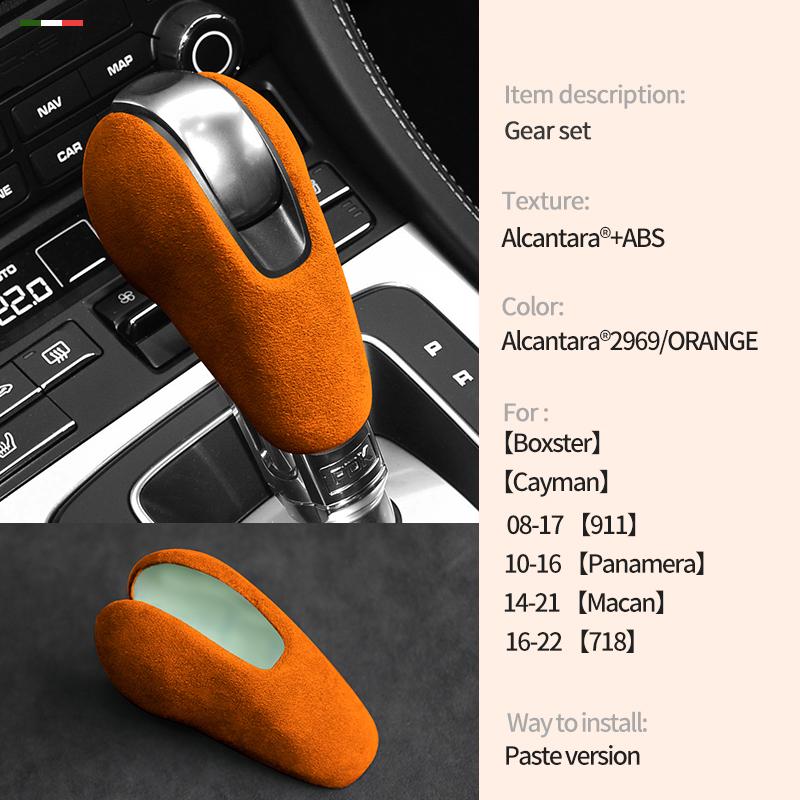 Alcantara Suede Car Gear Lever Shift Protection Cover For Porsche Boxster Cayman Panamera Macan 911 718 Shift Sleeve Accessories