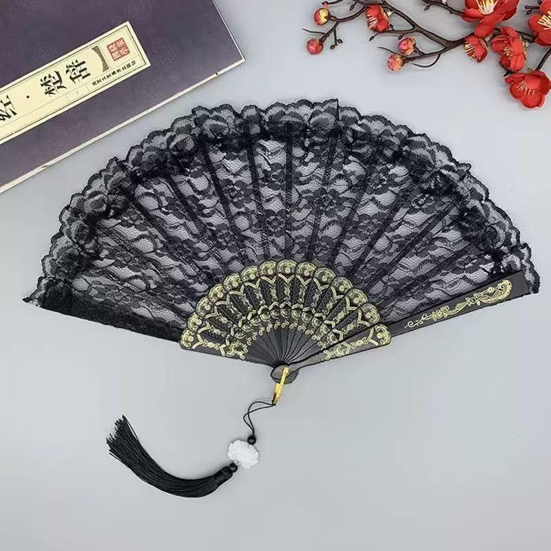 Sex Underwear Fan Dance Folding Fan Performance Props Plastic Fan Single Layer Orchid Fan Lace Fan Fan