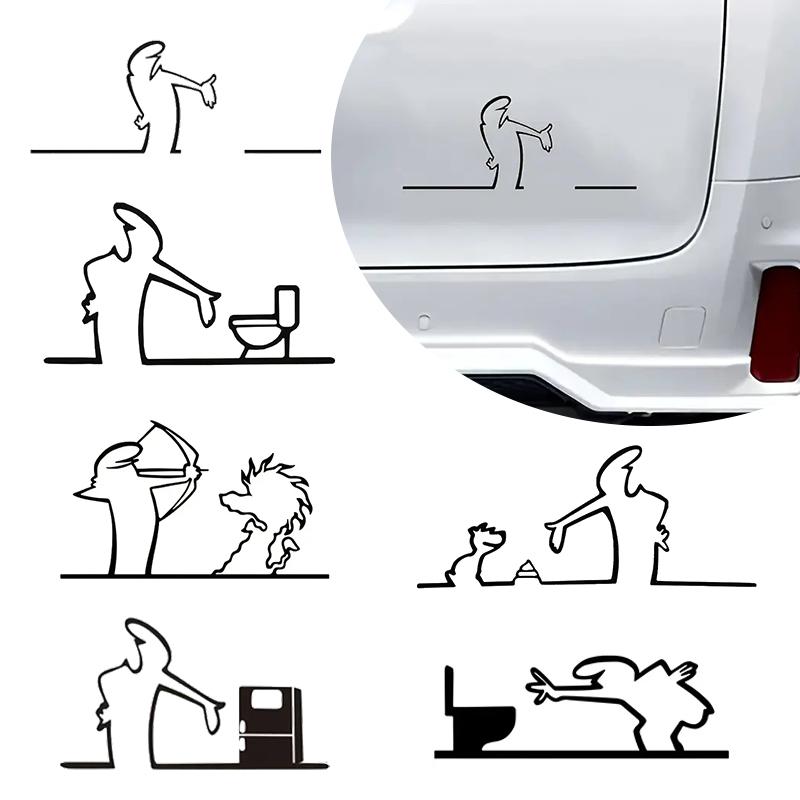 La Linea Minimalistická Kresba Samolepka na Auto Nárazník a Okno Dveře Samolepka na Zeď s Designem Kreslené Postavičky Domácí Dekorace Auta
