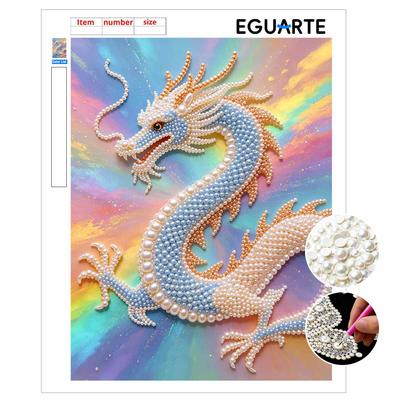 5D Perlen-Set Majestätisches Drachenmuster DIY Strassstein-Kunst Entspannendes Handgefertigtes Ornament Heimwand Schreibtischdekoration für Anfänger