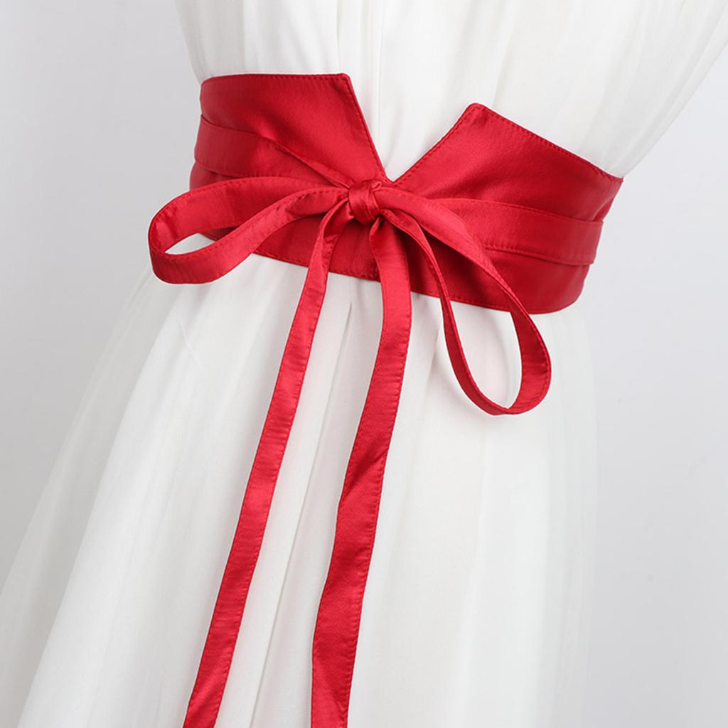 Ladies Underbust Corset Satiny Wide Waist Belt with Self Tie Rope Universal Women Formal Dress Shirt Coat Corset