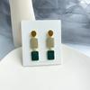 Contrasting Colors Square Dangle Earrings for Women Green Orange Enamel Oil Round Drop Earrings Party Sweet Jewelry Gift