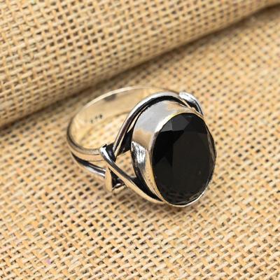Schwarzer Spinell-Edelstein, handgefertigter Schmuck aus 925er Sterlingsilber als Hochzeitsgeschenk