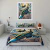 Fighter Jet Art Set Decor Bedding Set with 1 Duvet Cover 2 Pillowcases Single Double King Queen Gift