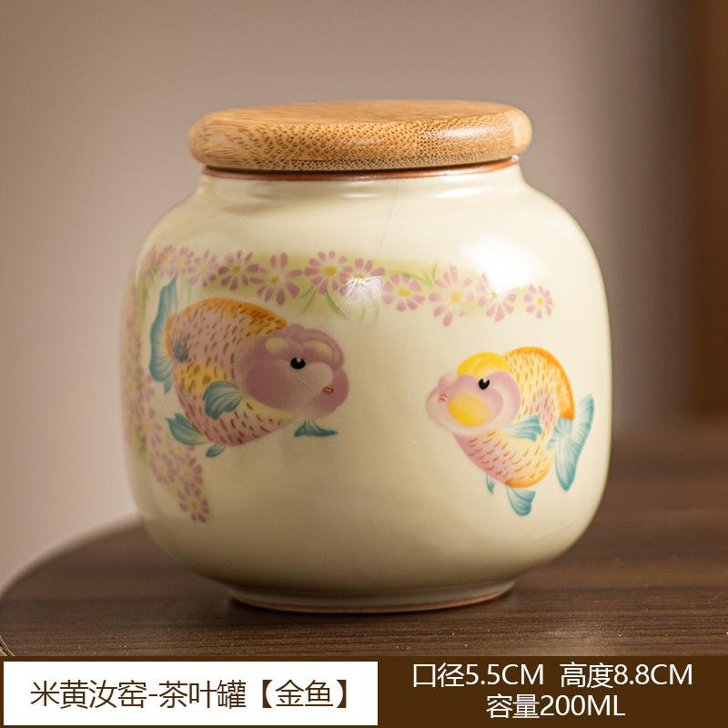 Vintage Ceramic Tea Jar Tea Storage Can Kitchen Sealing Jar Tea Box Sealed Storage Jar Candy Jars Household Teaware Accessories