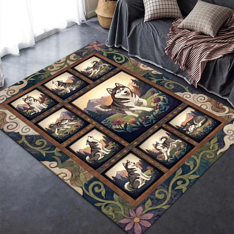 2025 New Husky Dog Carpet Rug for Living Room Bedroom Home Sofa Decoration,Kids play Non-slip Floor Mat58