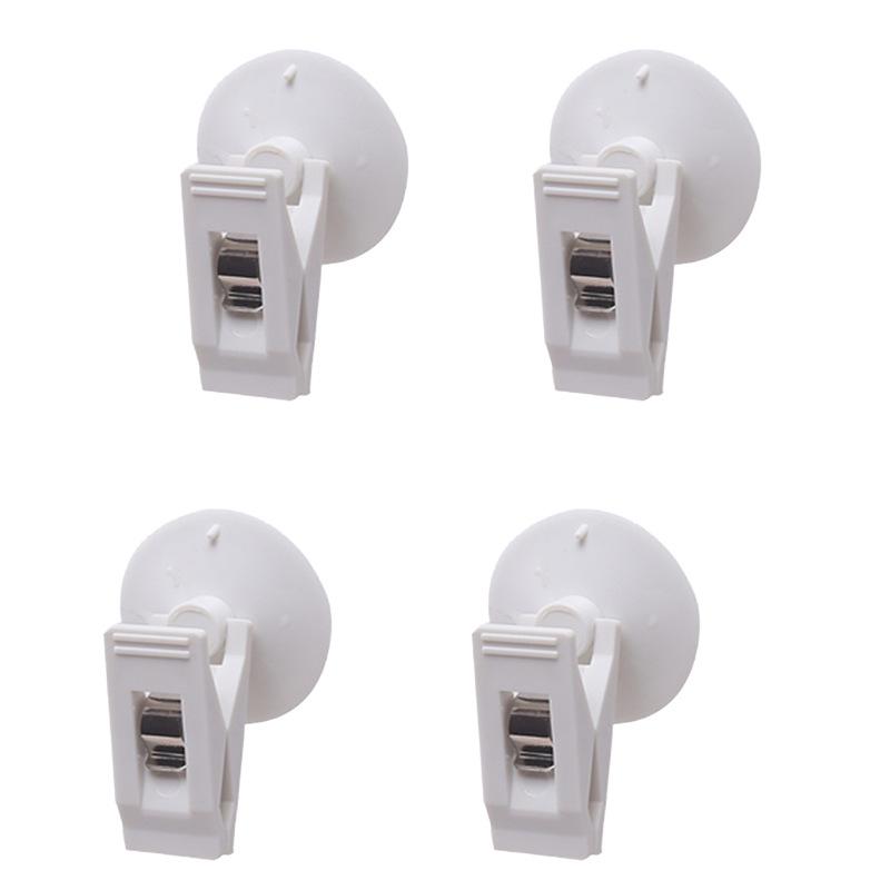4Pcs Car Interior Window Clip Mount Black Suction Cap Clip Plastic Sucker Removable Holder For Sunshade Curtain Towel