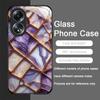 Stylish Purple-Crystal Marble Texture Tempered Glass Phone Case for OPPO Realme 13 Pro Plus 12 11 10 C55 X7 GT Neo 2 3T 5G Cover