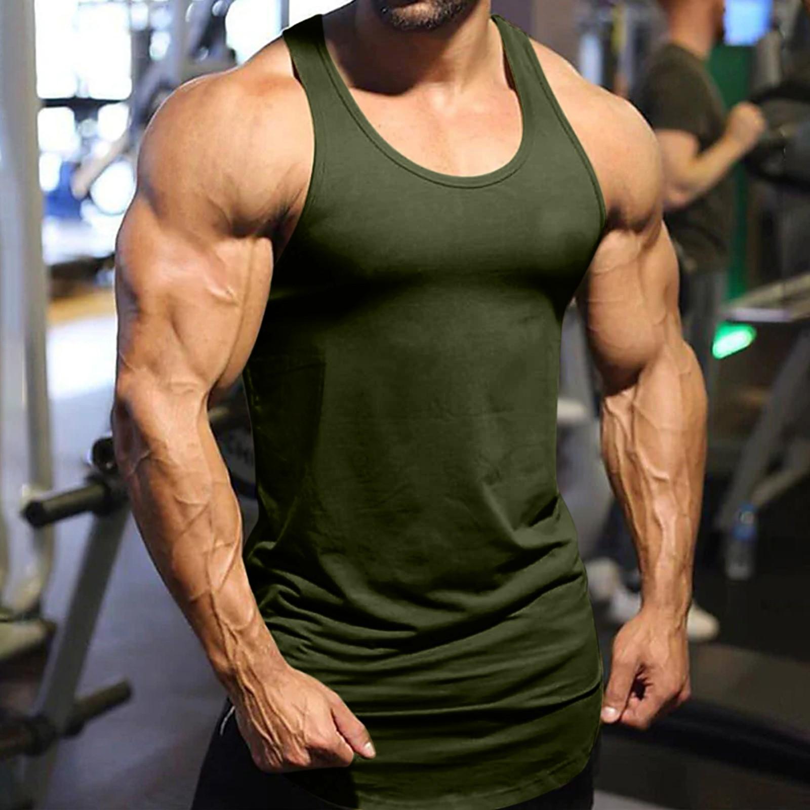 

Мужская майка без рукавов, приталенная модная летняя толстовка с узором, быстросохнущая гавайская пляжная футболка M зелёный