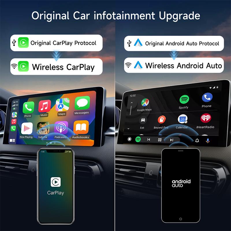 4 In 1 Smart Carplay Ai Box Wireless Carplay Adapter Android Auto Apple Carplay Car Multimedia Player For Mazda Benz Kia VW