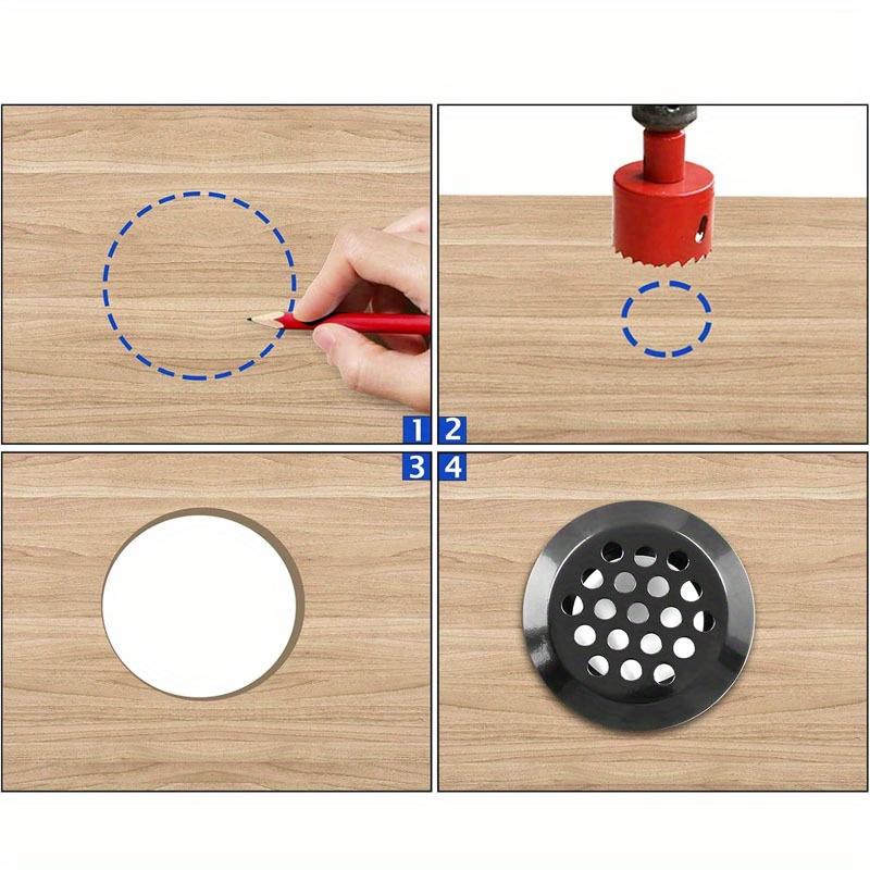 6 Stück Rundschrank Luftkanal Lüftungsgitter Durchmesser Stahl Lamellengitter Maschenlochstopfen Dekorabdeckung Kleiderschrank Gitter Lüftungssysteme