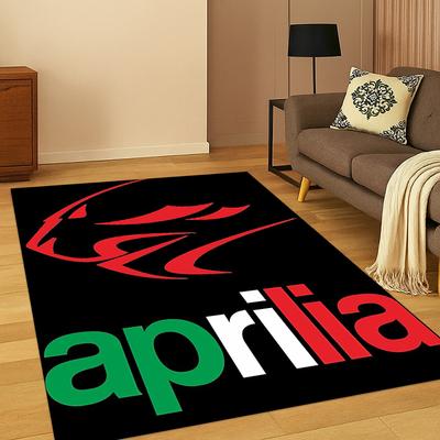 Alfombra de diseño de coche de carreras con logo Aprilia para Dormitorio Sala de estar Sofá Sala de juegos Felpudo Decoración del hogar, Alfombra para zona de juegos infantil Antideslizante