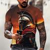 Sparta Armored Knight Pattern T Shirt For Men Retro 3D Printed Tee Summer Casual Short Sleeve Round Neck Tops Oversized T-Shirts