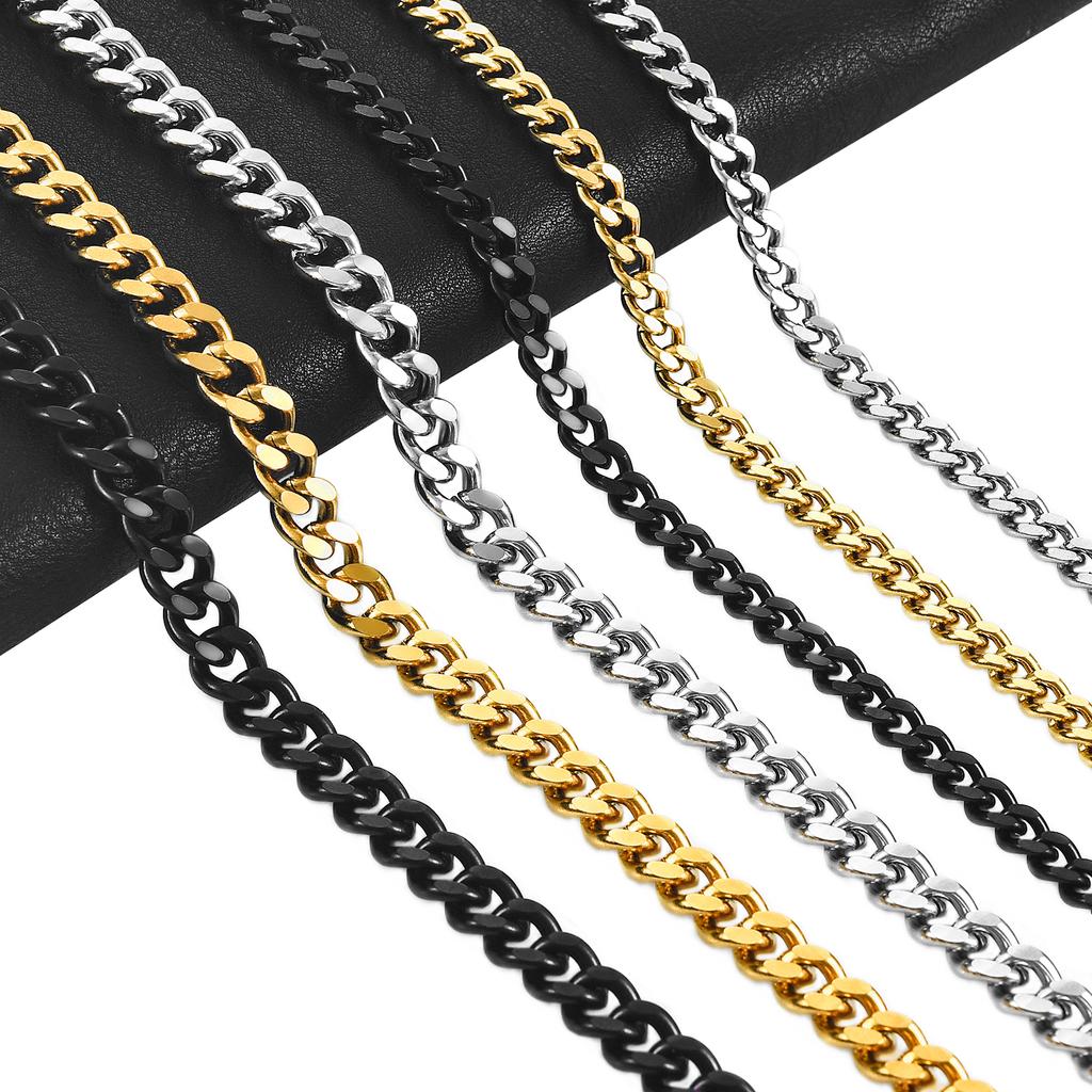 10PCS Cuban Chain 3.5/5/7/9mm Mens Necklace Stainless Steel Chain for Women Jewelry Christmas Gift