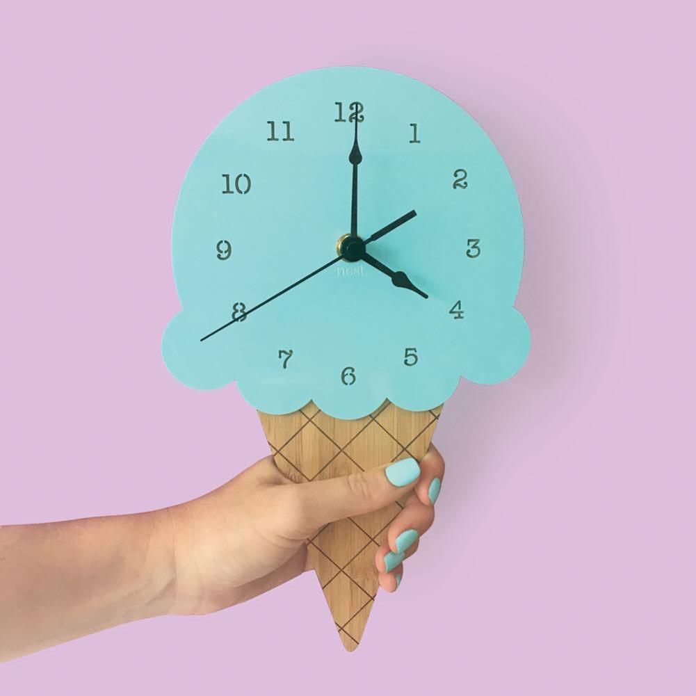 Nordic Ice Cream Wall Clocks Cartoon Mute Watch Wall Home Decor Kids Room Wall Decoration Ornament Baby Room AVE