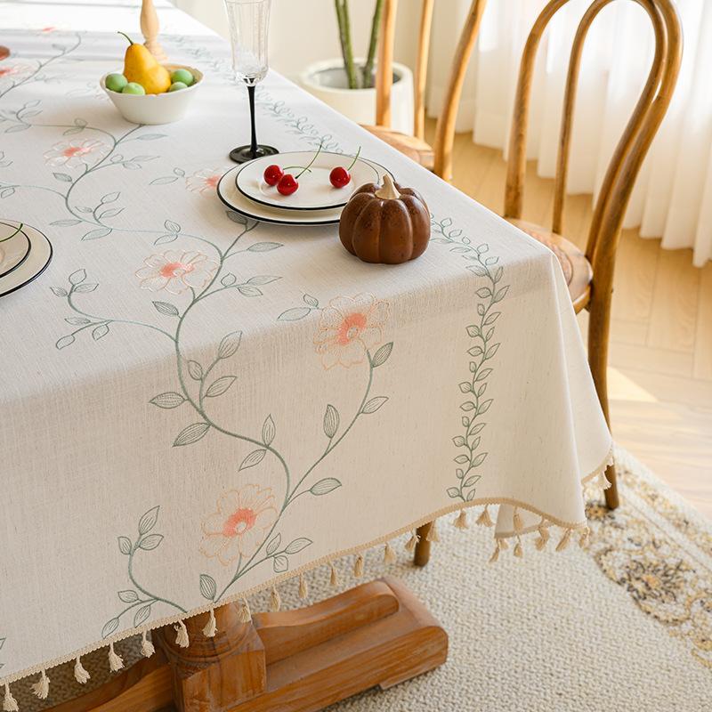 Modern Minimalist Waterproof Linen Tablecloth Rectangle Coffee Desk Table Cover White Fresh Style