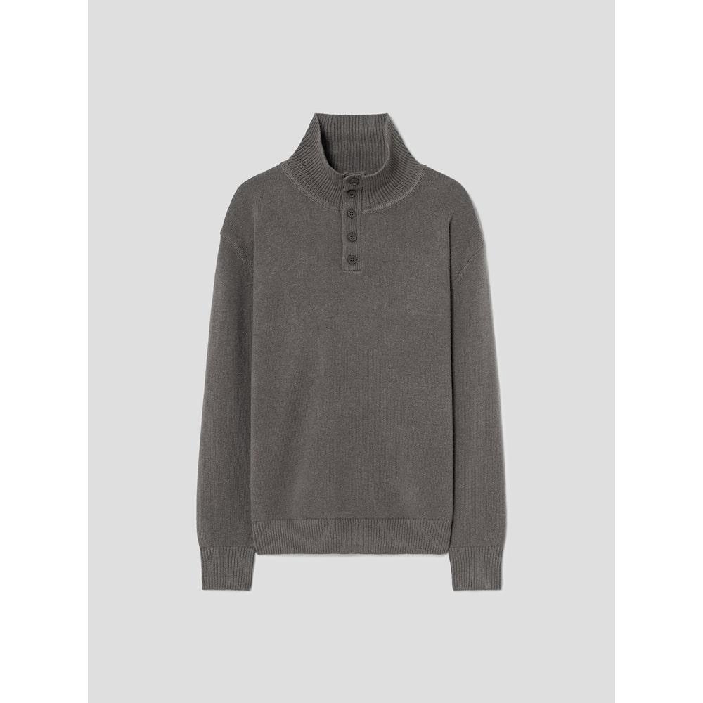 8Seconds Wool Blend Button Detail Knit Pullover Brown Dark Brown/M