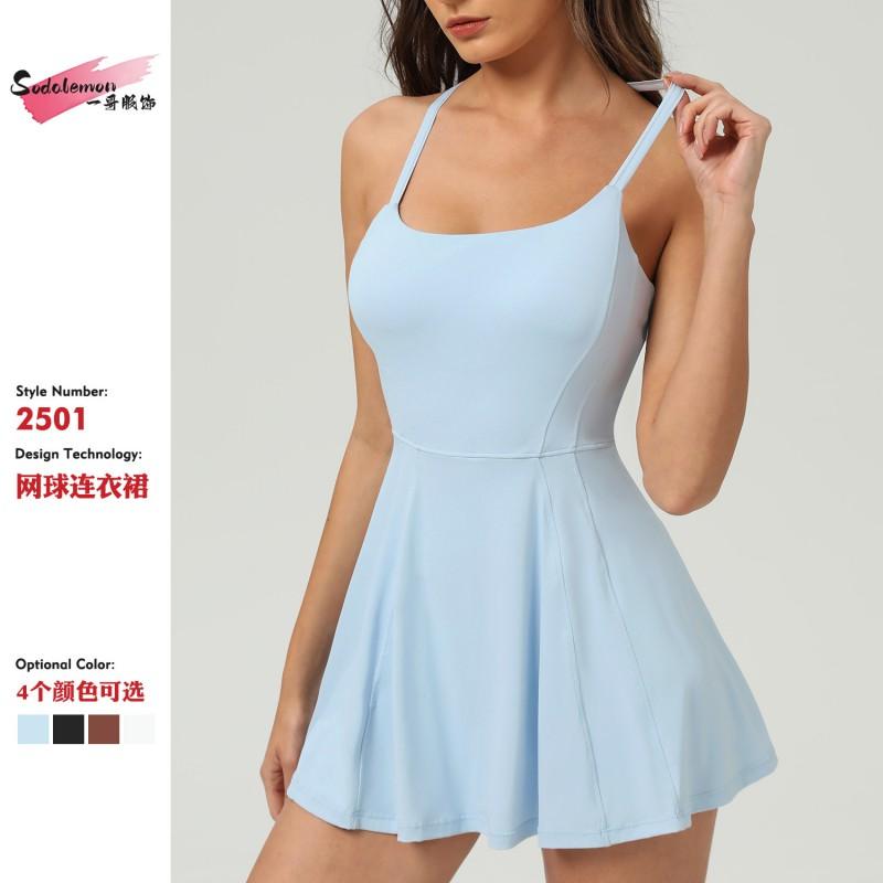 Womens Quick-Dry Tennis Dress With Built-in Bra Pad UV Protection Cooling Fabric Sleeveless Sport Skirt Workout