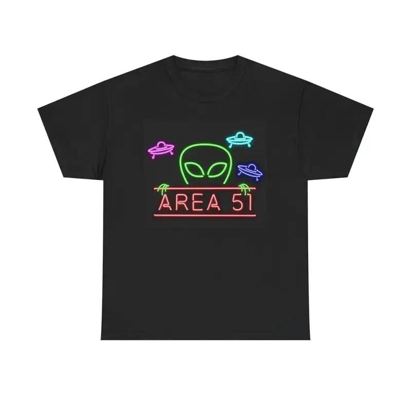 Area 51 Neon Aliens T Shirt Retro Nevada Heavy Cotton