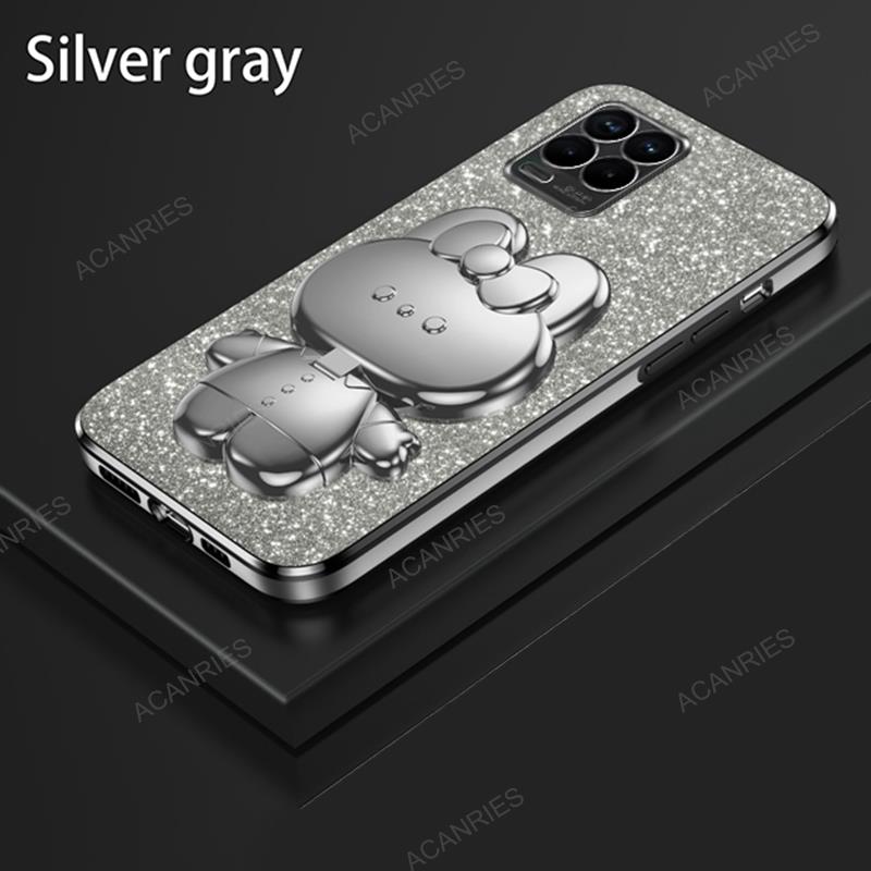 Roztomilý 3D králíček make-up zrcátko stojánek pokovený kryt pro Oppo Realme 8 9 Pro Plus 4g 5g ochrana zadního krytu na Realme8 9pro