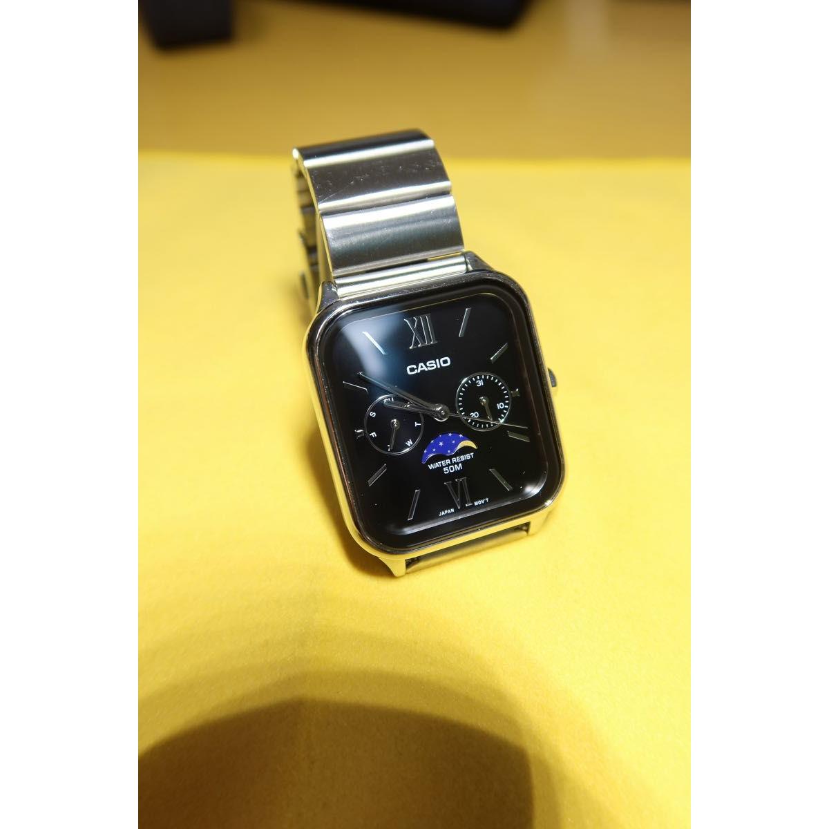 Used CASIO Casio watch moon phase square face black