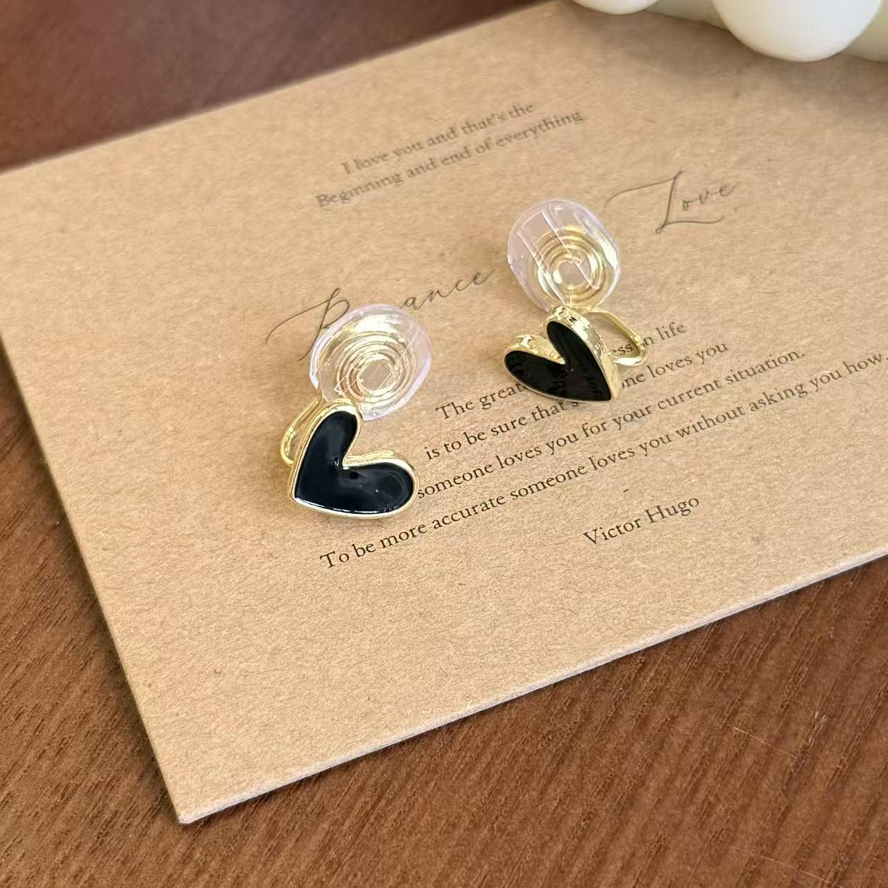 

Elegant Heart Earrings - Luxury Clip-Ons, No Piercing Needed