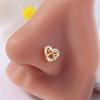 20G L Shaped Nose Studs Rings for Women Girl Gold Silver Cute Heart Bow Design CZ Nose Pin Screw Nose Piercing Jewelry
