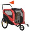 2-in-1 Hundefahrradanhänger Haustierkinderwagen für große Hunde mit Kupplung, 20-Zoll-Räder, Haustier-Fahrradkarren Transportwagen für Reisen, Rot