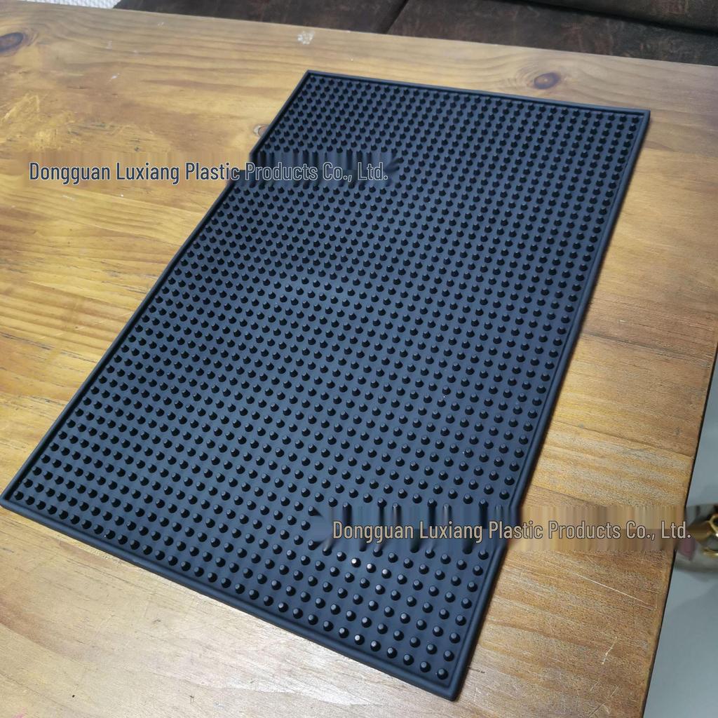 Black Non-slip Thickened PVC Bar Mat - High-end Soft Rubber Coaster