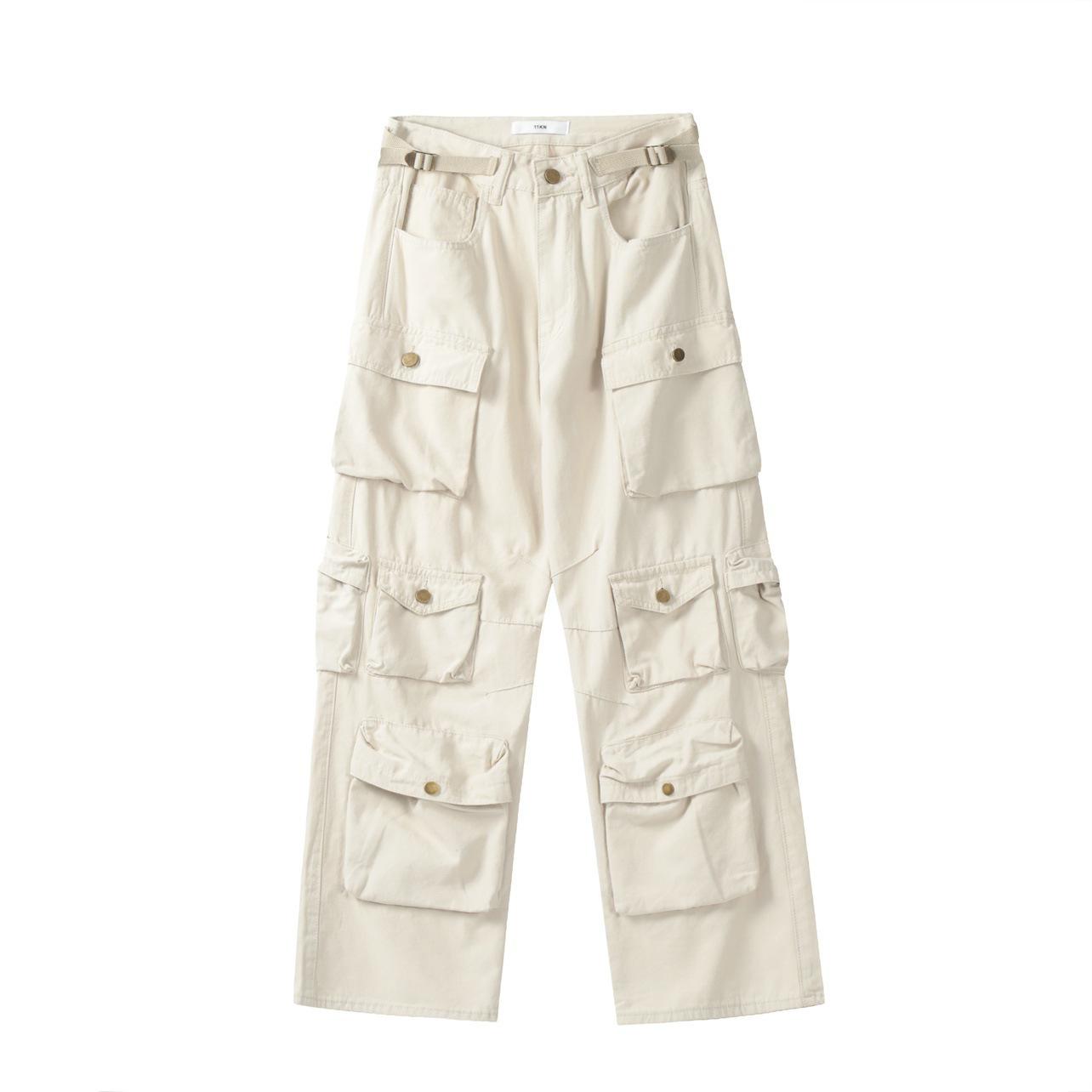 

Unisex Heavyweight Multi-Pocket Wide-Leg Cargo Pants – Street Style Casual M