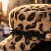 Decorative Button Newsboy Beret Hat Braided Rope Decor Leopard Print Cap Women Flat Top Hat  Party