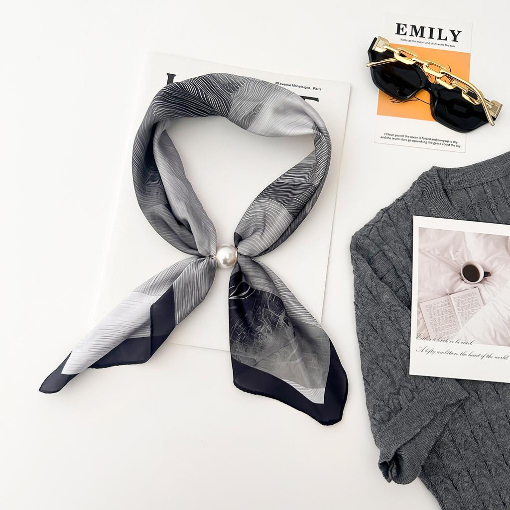 Summer imitation silk satin silk scarf magnetic suction silk scarf lazy silk scarf long necklace decorative thin scarf