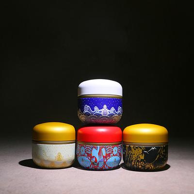 Mini Exquisite Prints Tea Tin Double Cover Tea Storage Container Portable Chinese Style Tea Can Universal Home Kandy Spices Can