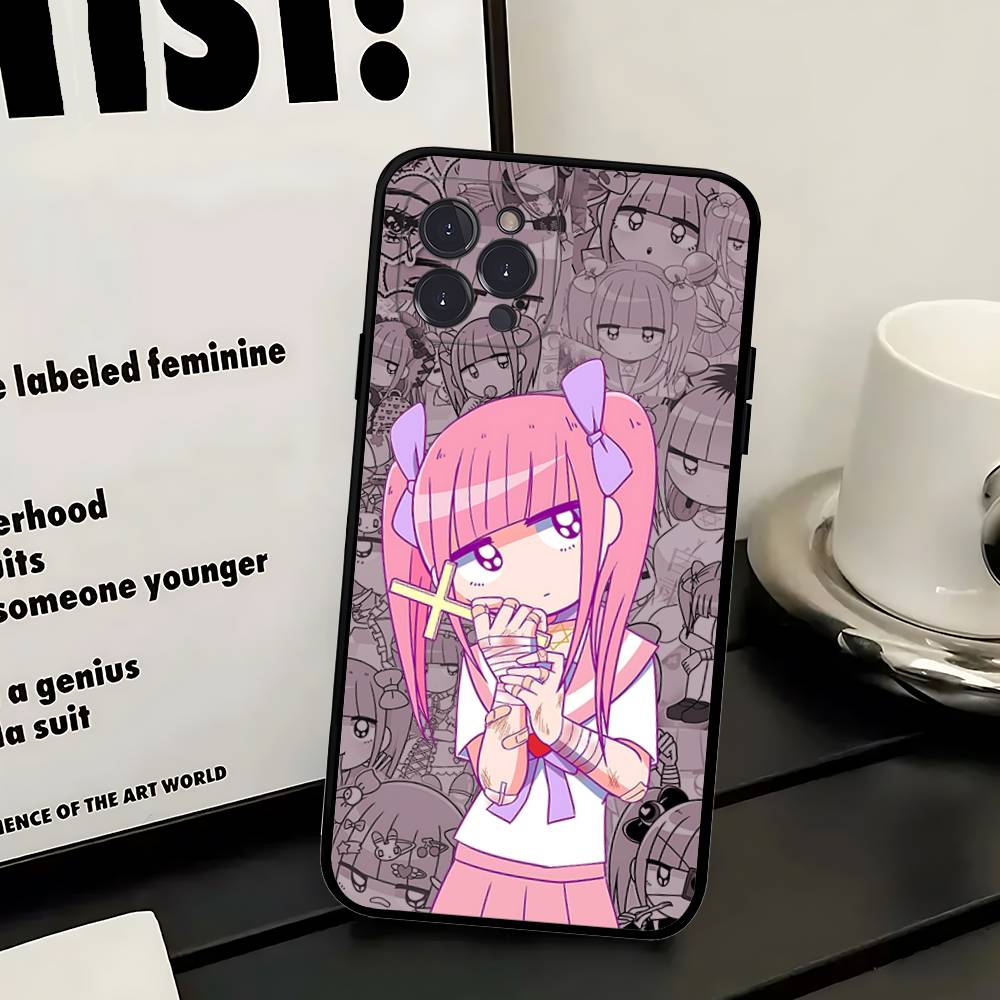 Anime Menhera Chan Phone Case For Iphone 16 15 17 13 14 12 11 Pro Max Plus Black Shell Cover Case