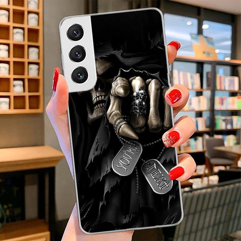 Grim Reaper Skull Skeleton Cover Phone Case For Samsung Galaxy S26 S25 Edge S24 Ultra S23 S22 Plus S21 S20 FE Soft Fundas Shell
